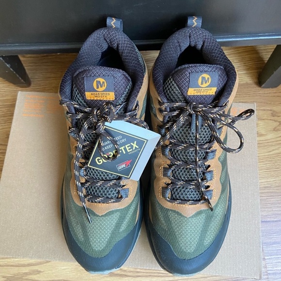NWT Merrell Men’s Moab Speed Mid GORE-TEX Hiking Shoe size 7.5 in color Lichen - Picture 3 of 9